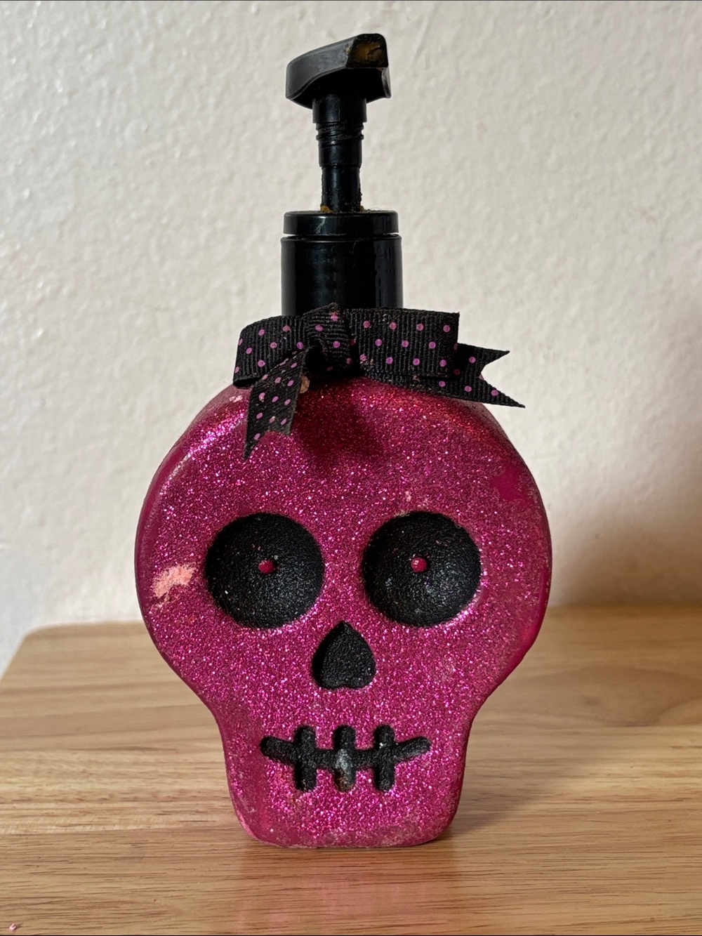 Pink Glitter Skull Hand Soap Dispenser, 2011 Halloween Collection